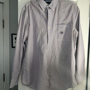 Chaps Purple and White Mens M Striped Casual Shirt